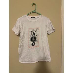 Nasty Gal Fate or Fortune Graphic Tee White Mystical Celestial T-Shirt M